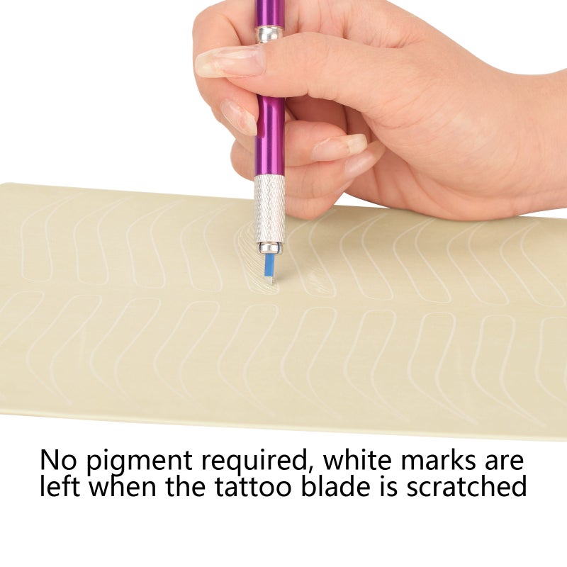 1 Pieces Eyebrow Tattoo Skin Latex Microblading Practice Tattoo Skin Practice Sheet No Ink Needed Practice Skin Double Sided Practice Skin (White Eyebrow Tattoo Skin) - Image 3