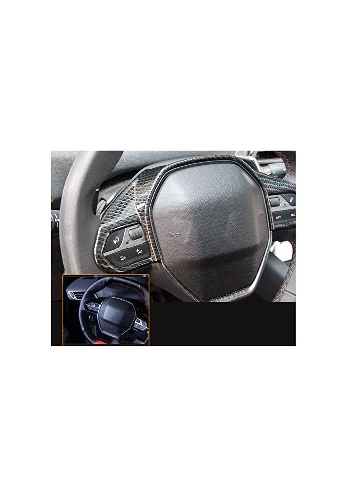 QASULER Carbon Fiber Steering Wheel Cover Trim for Peugeot - Image 4