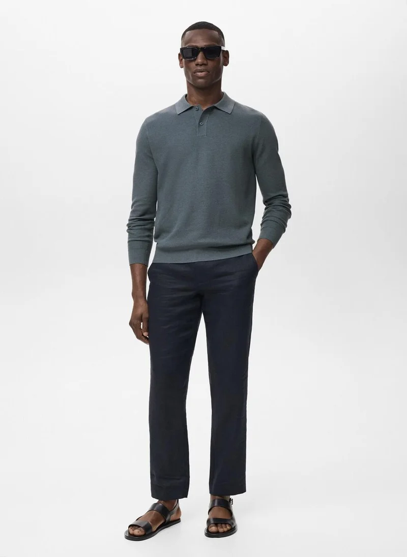 Mango Man Micro-structured cotton polo shirt