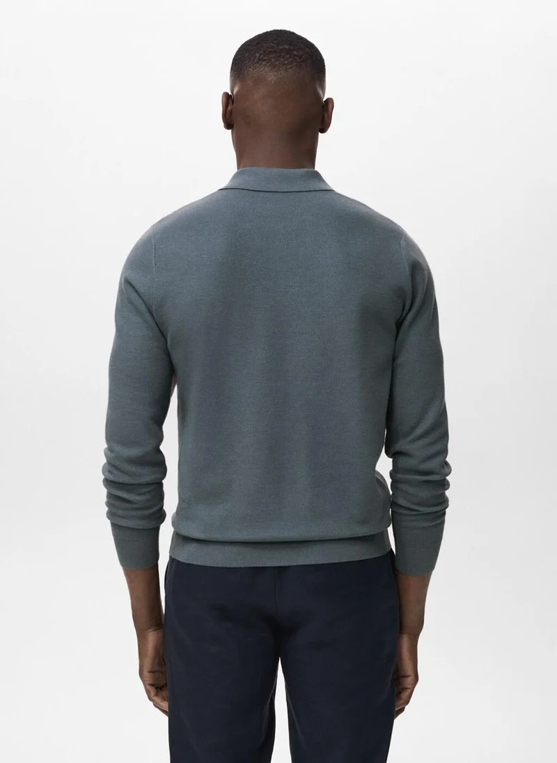 Mango Man Micro-structured cotton polo shirt