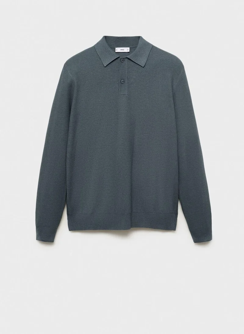 Mango Man Micro-structured cotton polo shirt