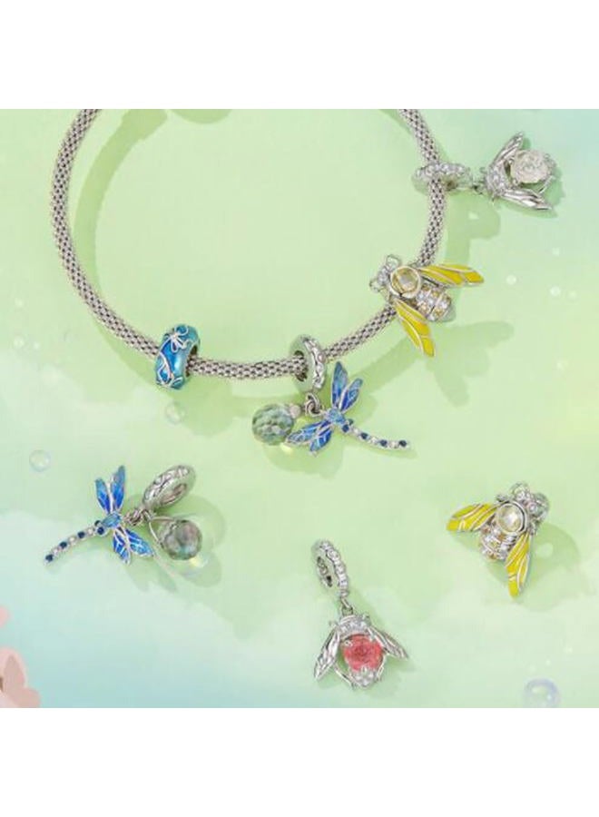 MEETCCY Butterfly Ladybug Cat Bird Charm 925 Sterling Silver Animal Charms for Pandora Charm Bracelet (Dragonfly Charm) - Image 2