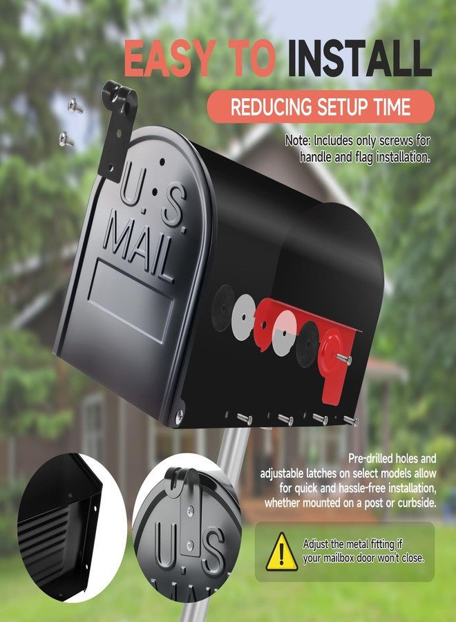 Zinovo Metal Post Mount Mailbox for Outside,Mail Manager Curbside,Galvanized Steel Large Capacity Mail Box with Red Flag,Modern Weatherproof Mailboxes,Black - Image 5
