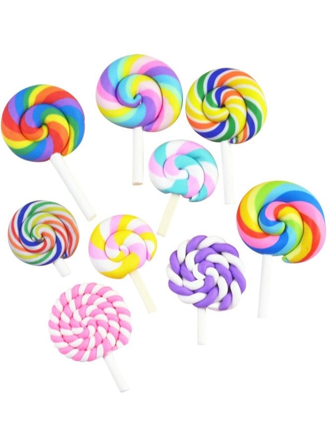 klarako 36Pcs Lollipop Prop Clay Candy Embellishment Rainbow Swirl Lollipop Lolly Random  - Image 1