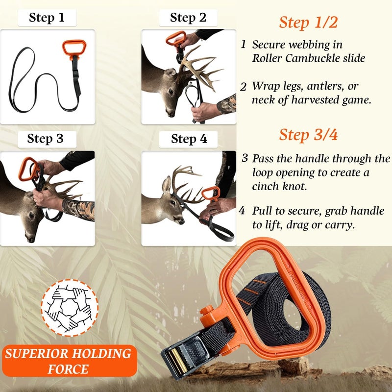 MULTUS Sportsman Deer Drag & Tie Down Strap – 2-in-1 Hunting Drag Rope & Gear Hauler | Heavy Duty Hunting Accessory for Men | Unique Hunting Gift & Outdoor Essential - Image 3