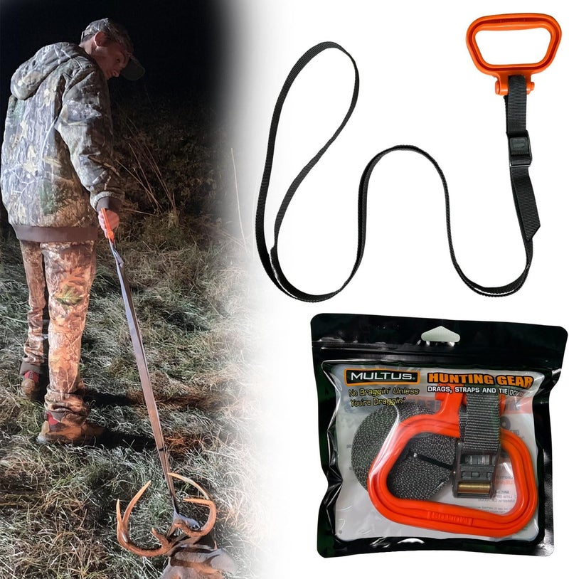 MULTUS Sportsman Deer Drag & Tie Down Strap – 2-in-1 Hunting Drag Rope & Gear Hauler | Heavy Duty Hunting Accessory for Men | Unique Hunting Gift & Outdoor Essential - Image 1