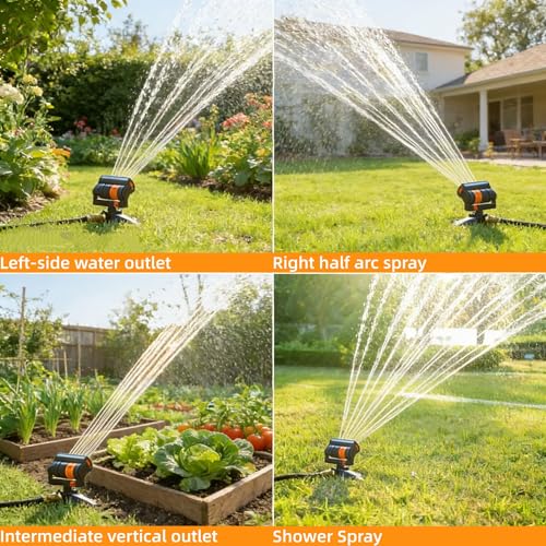 V.C.Formark VCFormark Upgraded Adjustable Oscillating Sprinkler 16 Mini Turbine Wide Area Coverage HeavyDuty Triangular Bracket Compatible for Lawn Yard Garden Watering - Image 3