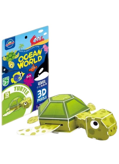 Kid's Ocean World Animals DIY Puzzle: 3D Turtle Paper Model Kit - Quick Assembly Educational Toy to Boost Spatial IQ