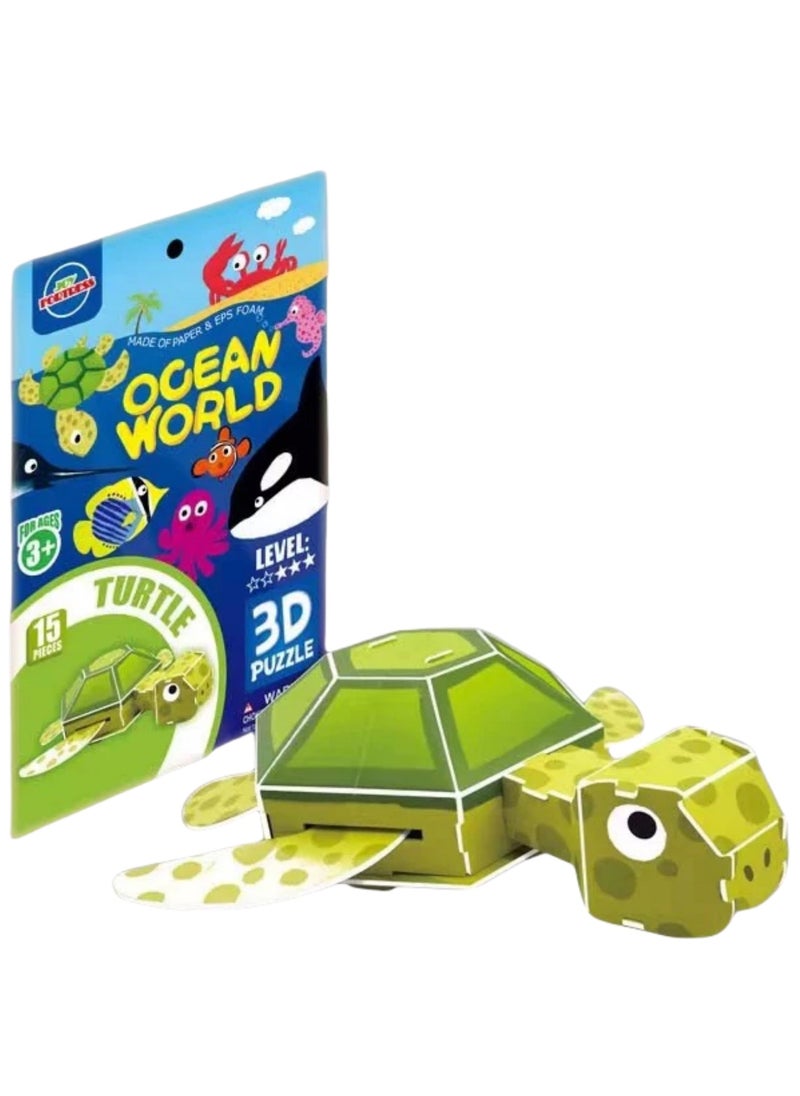 Kid's Ocean World Animals DIY Puzzle: 3D Turtle Paper Model Kit - Quick Assembly Educational Toy to Boost Spatial IQ  - Image 1