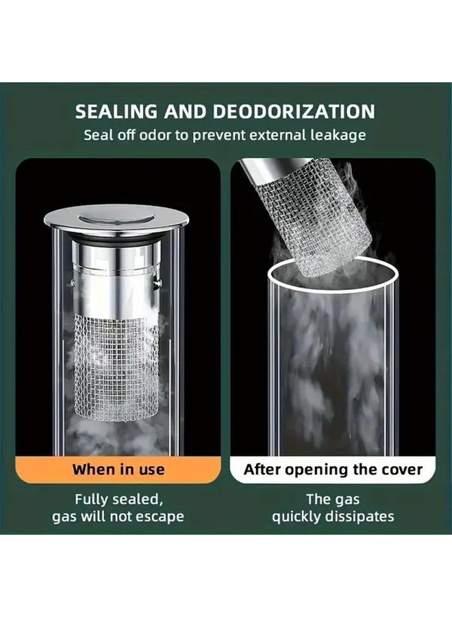 1 Stainless Steel Pop Up Bathroom Sink Drain Plug With Anti Odor Bounce Core Mesh Filter Quick Drain Wastebasket Accessory For RV Camper Travel Modes Durable Polished Silvery Finish - Image 4