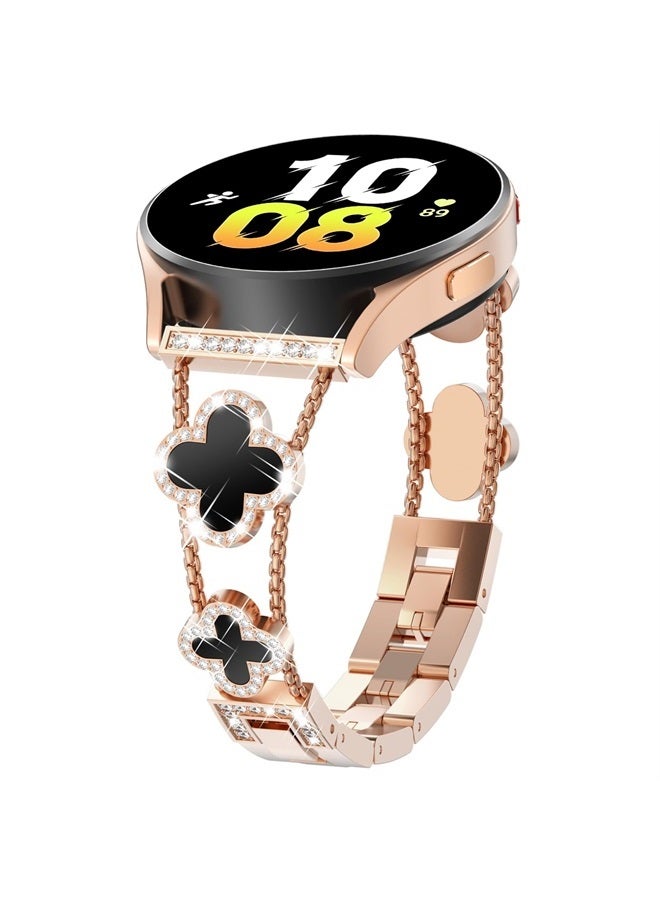 سوار ساعة سامسونج جالاكسي 6، سوار ساعة جالاكسي 5/4 40 مم 44 مم/سوار ساعة سامسونج أكتيف 2 للنساء، سوار ماسي لامع لساعة جالاكسي 6/4 كلاسيك 43 مم 47 مم 42 مم 46 مم، ذهب وردي/أسود