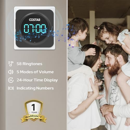 Costar Door Bell - Calling Bell Wireless with 24-Hour Time Display, Wireless Doorbell for Home, 1000ft Range Operating with 58 Chimes, 5 Levels Adjustable Volume(Pebble 705 Black 2 Push Button) - Image 3