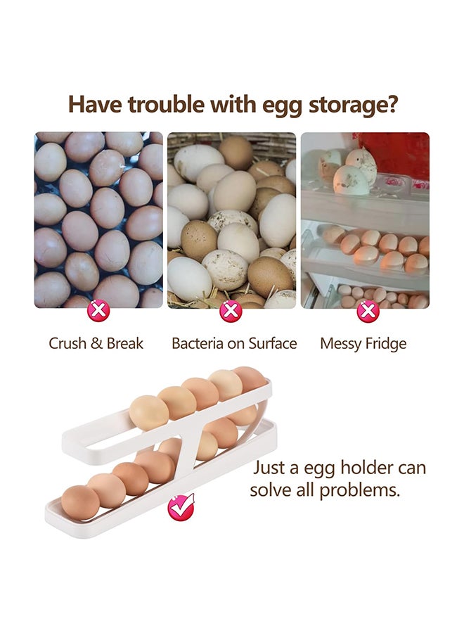 Autoroll Down Refrigerator Egg Dispenser, 2 Tier Egg Storage, Plastic Container Holder, Egg Organizer For Kitchen, Space Saving For Fridge Storage - Image 2