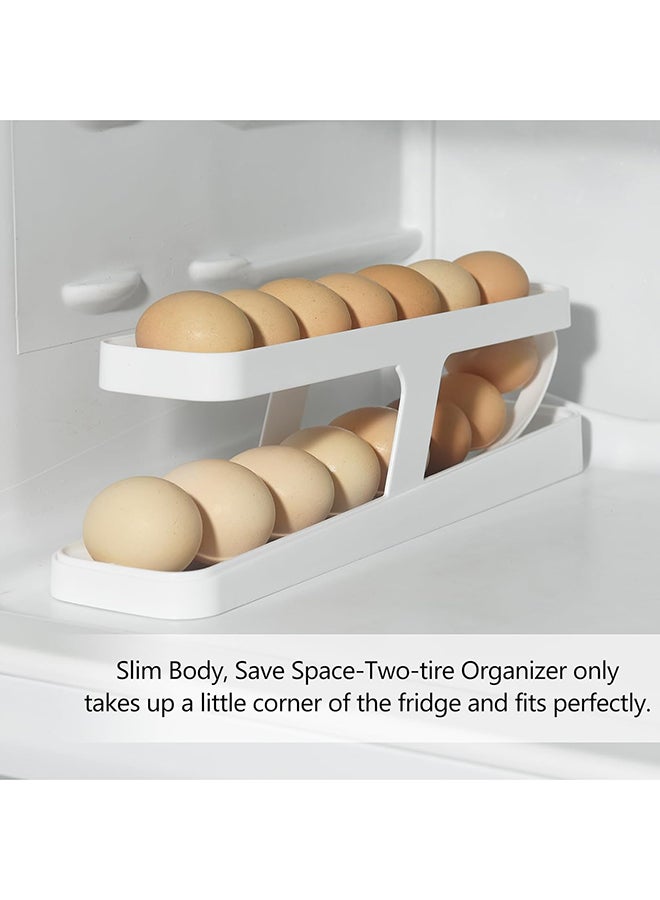 Autoroll Down Refrigerator Egg Dispenser, 2 Tier Egg Storage, Plastic Container Holder, Egg Organizer For Kitchen, Space Saving For Fridge Storage - Image 4
