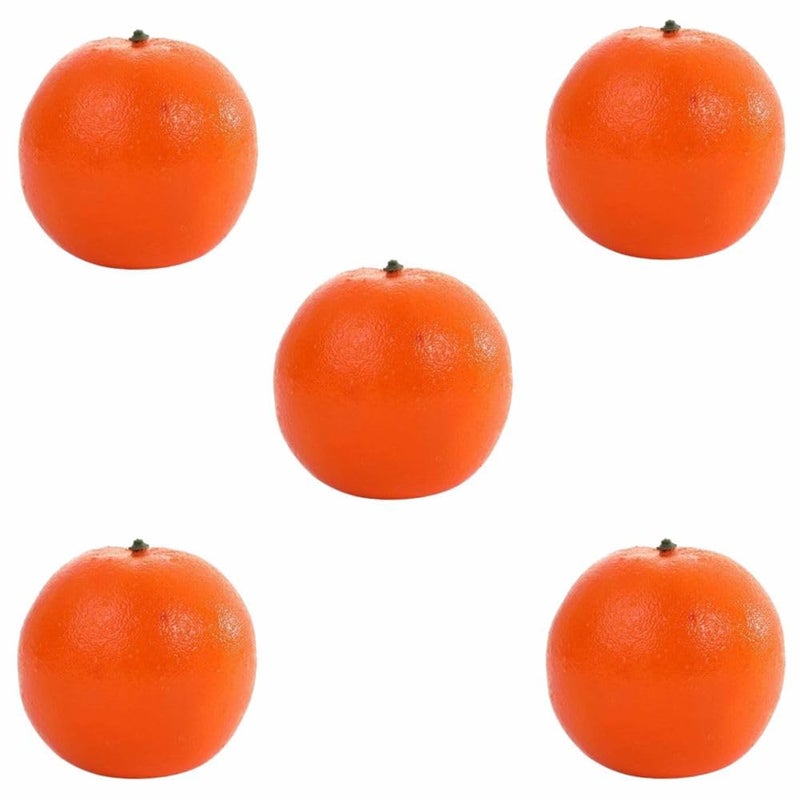 SINGAA Artificial Fruits for Home,Car,Fruit Shop,Photography Decoration and Kids Teaching Materials∣ Apple∣ Orange∣ Grapes ∣ Pomegranate∣ Mango∣ Banana (Pack of 5) (Orange) - Image 1