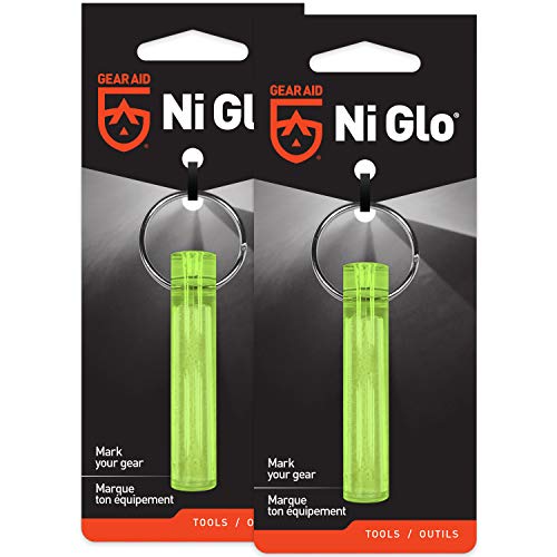 GEAR AID Ni Glo 2” UV Rechargeable Glowing Keychain – Multi-Purpose Glow-in-the-Dark Accessory for Camping, Scuba Diving, Night Fishing, Hiking, Emergency Kits, and Everyday Use, Yellow, 1 Pack - Image 1