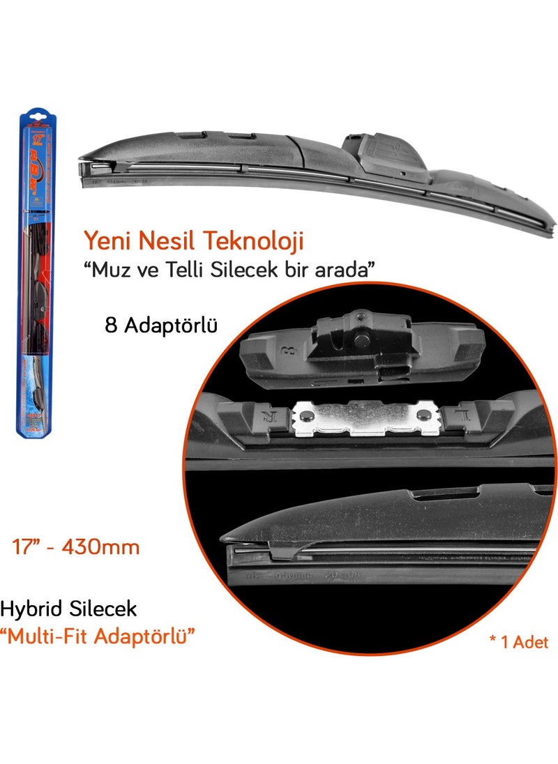 RBW 92817 Hybrid Multi-Fit 17 Inch / 430 mm Wiper with 8 Adapters  - Image 3