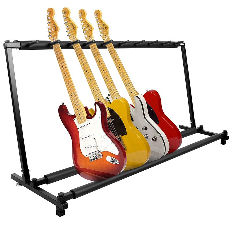Kuyal MultiGuitar Display Rack Folding Stand for Band Stage Bass  Acoustic Guitars Black 9 Holder