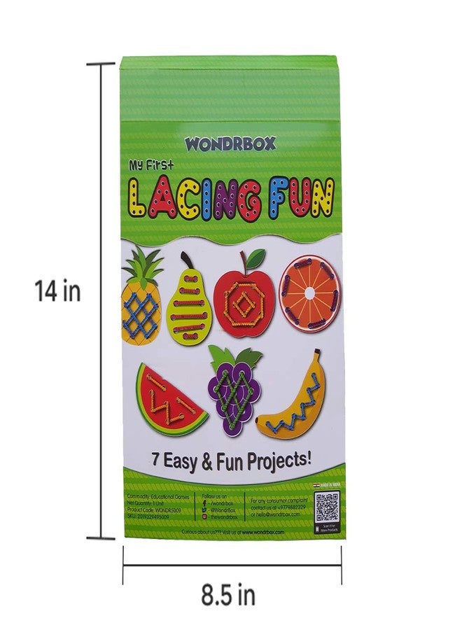 WONDRBOX Lacing Activity for Kids | Includes 7 Big Cardboard Cutouts and 2 Laces | Montessori Educational Toys Gifts for Kids Age 2 3 4 - Multi Colo (Lacing+FLIPBOOK) - Image 4