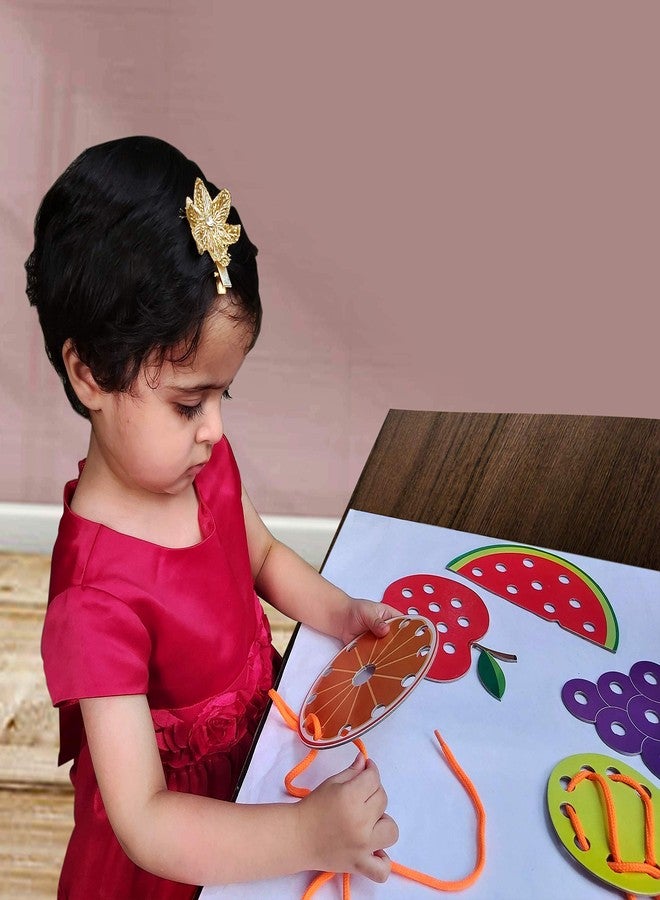 WONDRBOX Lacing Activity for Kids | Includes 7 Big Cardboard Cutouts and 2 Laces | Montessori Educational Toys Gifts for Kids Age 2 3 4 - Multi Colo (Lacing+FLIPBOOK) - Image 3