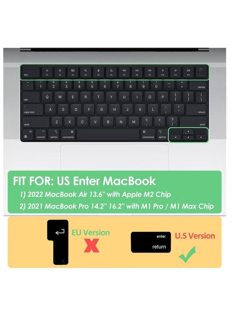 Arabic Silicone Keyboard Cover for MacBook 2021 Newest Pro 14 inch M1 Pro Max Chip A2442 A2991 A2992 & 2021 Pro 16 inch M1 Pro Max Chip A2485 Keyboard Cover Protective Skin USA Layout - Image 5