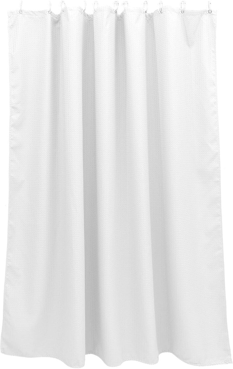 Waffle Weave Shower Curtain 72x72 Inch Thickened 230gsm Fabric White Bathroom Bath Curtain Heavy Duty with 12 Hooks Washable for Home Hotel Spa Use - Image 1