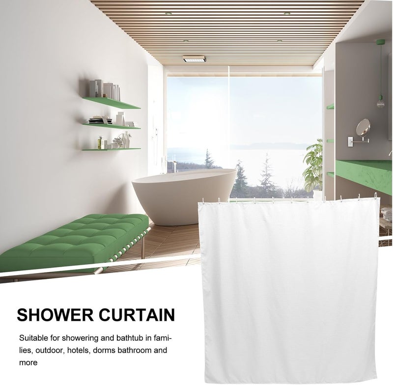 Waffle Weave Shower Curtain 72x72 Inch Thickened 230gsm Fabric White Bathroom Bath Curtain Heavy Duty with 12 Hooks Washable for Home Hotel Spa Use - Image 3