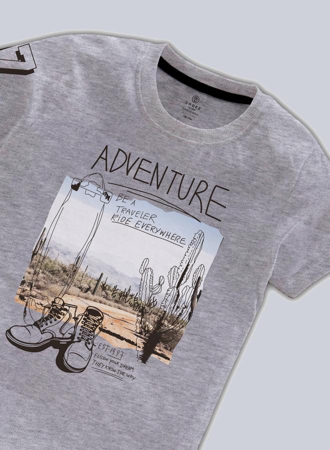 كوديز تيشيرت أطفال بطبعة مغامرات رمادية - Image 3