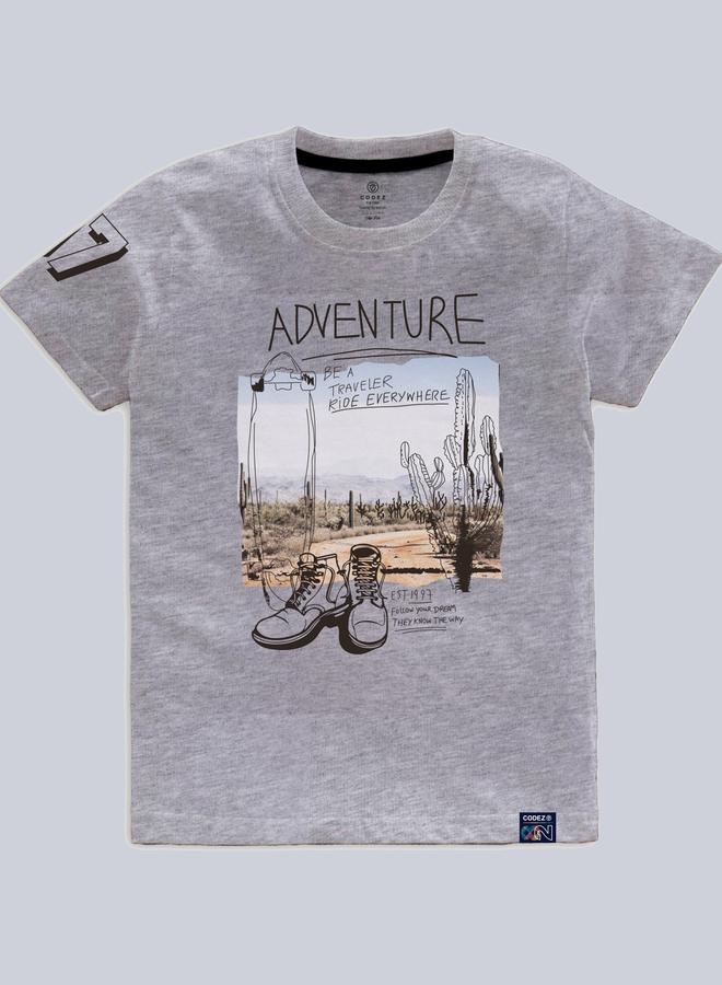 كوديز تيشيرت أطفال بطبعة مغامرات رمادية - Image 1