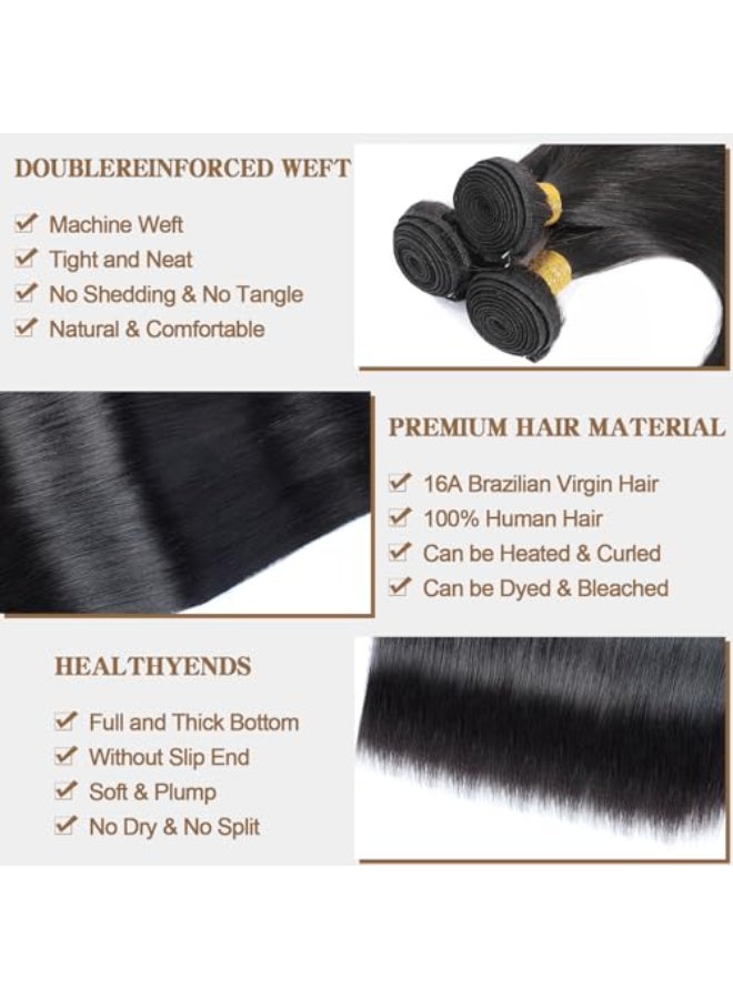 ROYAL IMPRESSION 16A Straight Bundles Human Hair 20 20 20 300g 100 Real Human Hair 3X Longer Lifespan 100 Unprocessed Brazilian Virgin Hair Straight Human Hair Weave Bundles Natural Color - Image 4