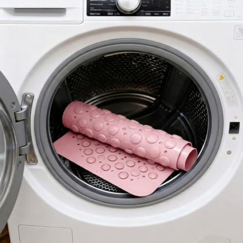 JUGTE Anti Skid Mat for Bathroom Floor Shower mats for Bathroom Anti Slip with Foot Scrubber Bath mat Anti Slip with Suction Cups & Drain Holes (70x35 Cm) (Pink) - Image 5