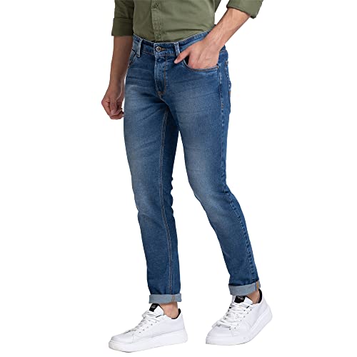 Spykar Men's Super Skinny Low Rise Jeans Mid Blue - Image 2