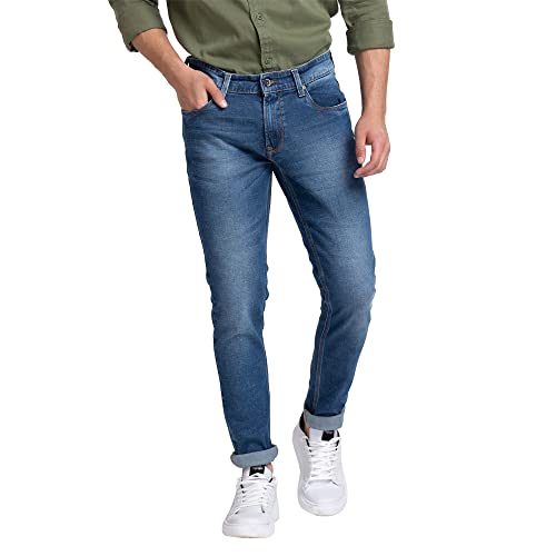 Spykar Men's Super Skinny Low Rise Jeans Mid Blue - Image 1