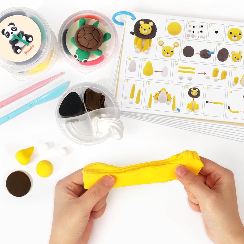 Helsort Air Dry Clay Kit for Kids, 12 Animals Modeling Clay with Tutorial Cards & Video, 8 Sculpting Tools, Ultra Light, Safe & Non-Toxic, Arts and Crafts Toys Easter Gifts for Boys Girls - Image 5