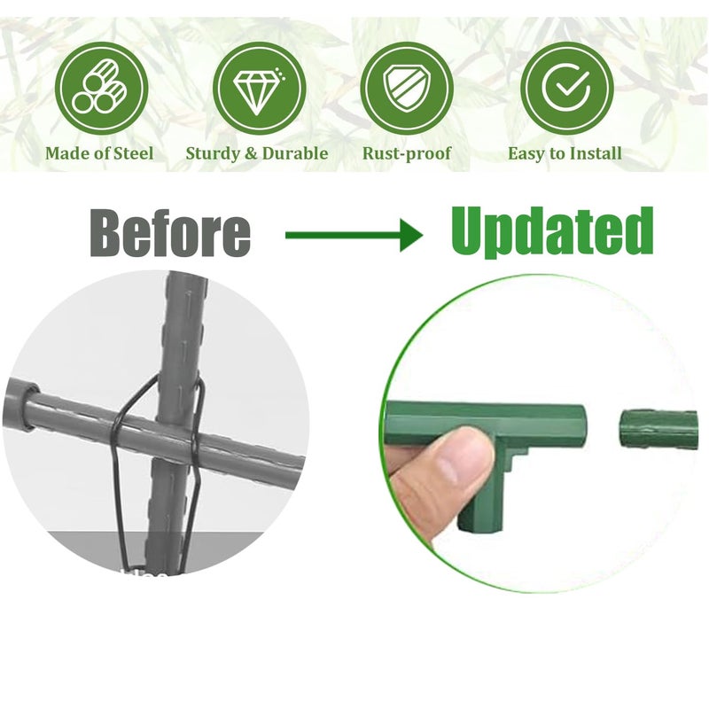 JK-GMTE A-Frame Metal Garden Trellis Set for Raised Bed for Climbing Plants Outdoor-Detachable Cucumber Climbing Trellis with Net Clips-Garden for Cucumber Flowers Vegetables - Image 3