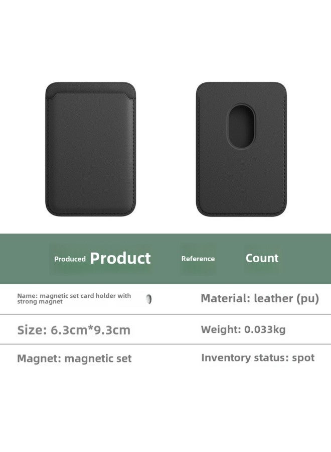 Suitable For IPhone14 5 6PU Magnetic Card Bag Apple Mobile Phone 13promax Magsafe Leather 12 Card Set-Color:Thick Ink Color-Applicable Models:Pu (23 Strong Magnets)  - Image 5