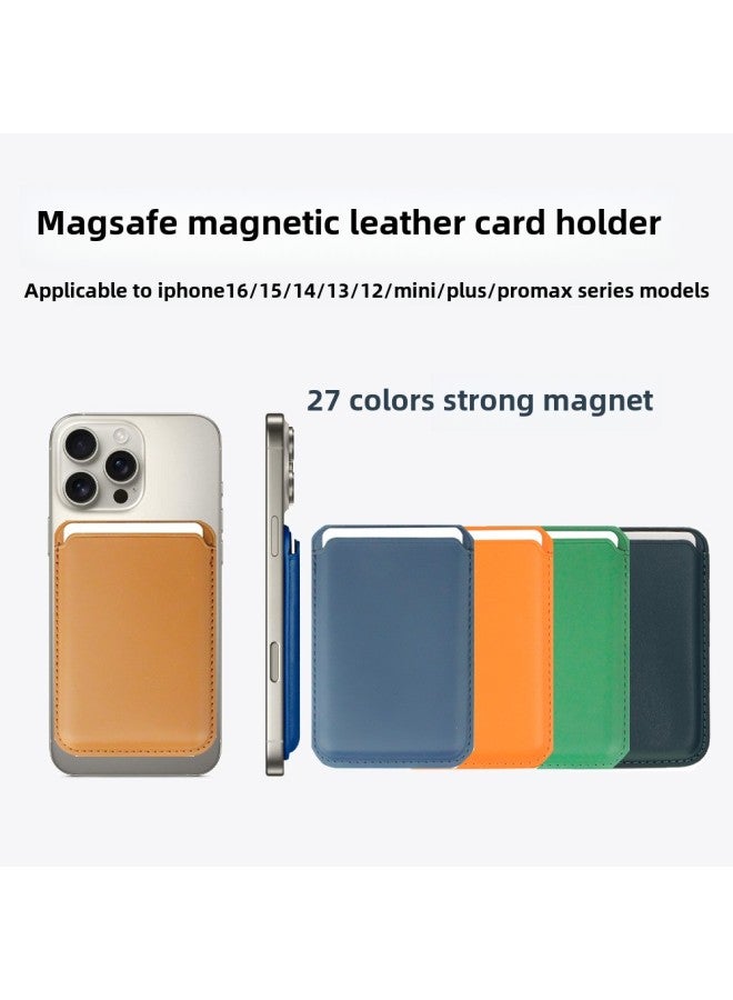 Suitable For IPhone14 5 6PU Magnetic Card Bag Apple Mobile Phone 13promax Magsafe Leather 12 Card Set-Color:Thick Ink Color-Applicable Models:Pu (23 Strong Magnets)  - Image 2