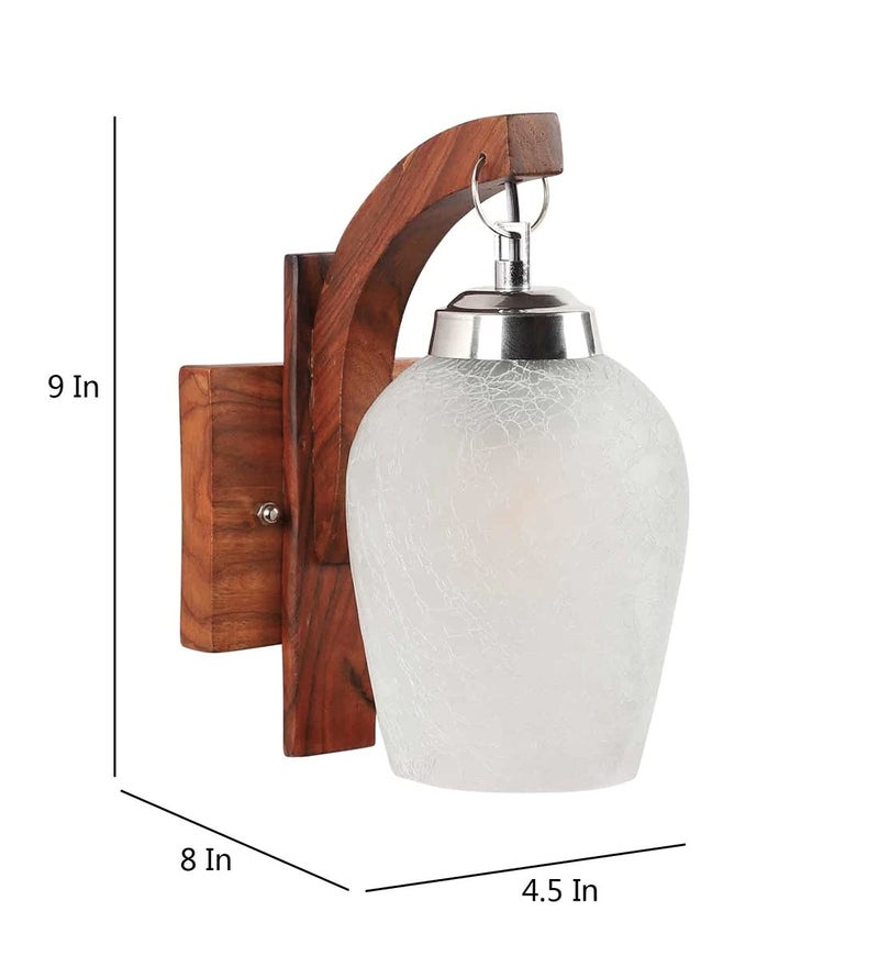 SINOMAN SINOMAN Wooden Wall Light Sconce Lamp with Glass Shade for Bedroom Living Room Dining Restaurants Coffee Shop Balcony Home Office Decor J04 Frosted Glass Without Bulb - Image 5