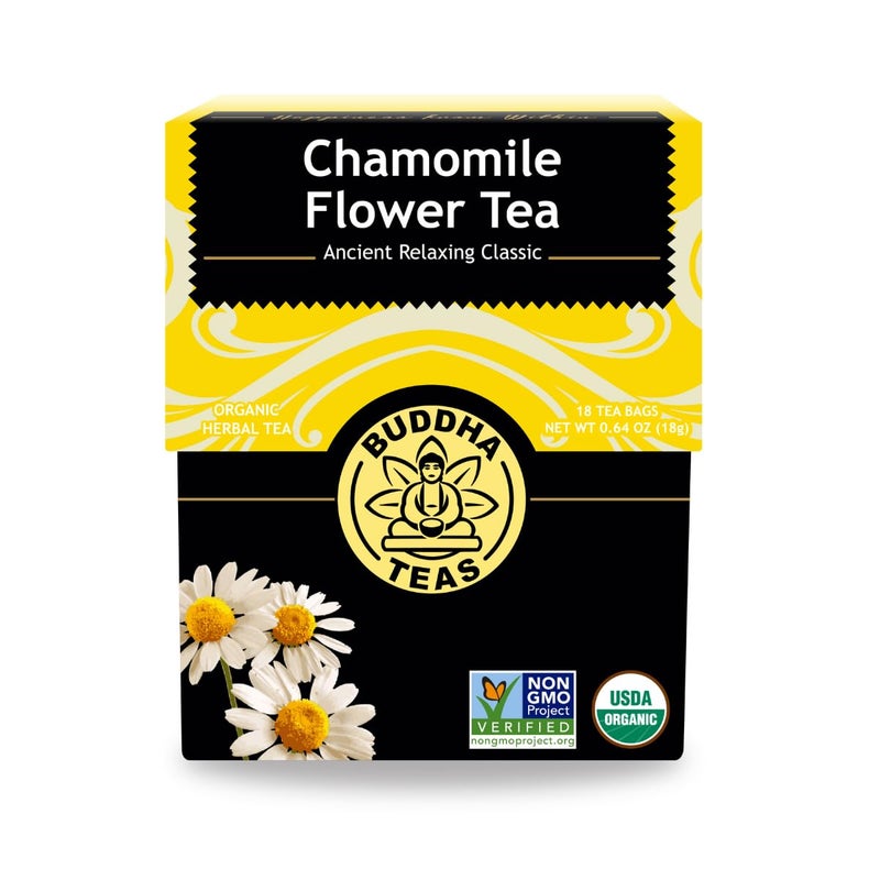 Buddha Teas - Organic Chamomile Flower Tea - Herbal Tea - For Health & Wellbeing - With Antioxidants & Minerals - Clean Ingredients - Caffeine Free - OU Kosher & Non-GMO - 18 Tea Bags (Pack of 1) - Image 1