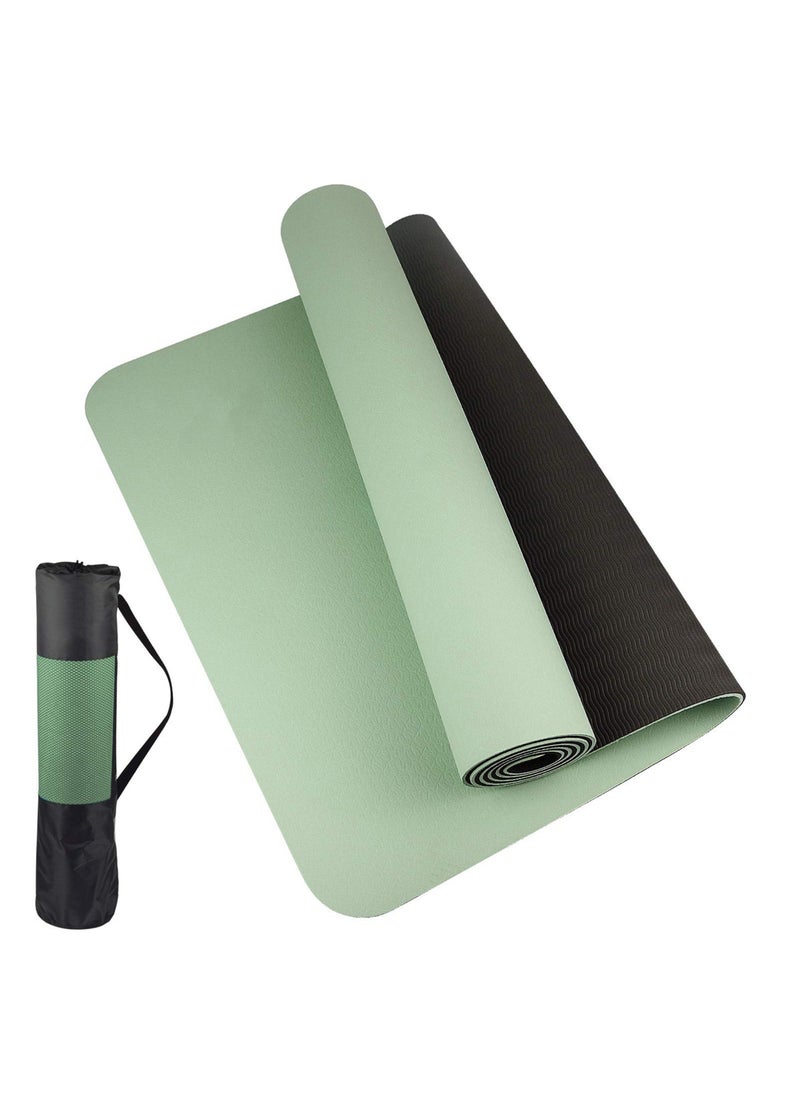 ZERIFAM Yoga Mat Non Slip, Extra Thick 6MM TPE Workout Pilates Mats, Eco Friendly Fitness Exercise Mat for Women Men, Workout Mat with Carrying Strap and Storage Bag for Home Gym and Floor Exercises (Green)  - Image 1