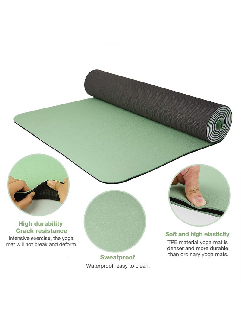 ZERIFAM Yoga Mat Non Slip, Extra Thick 6MM TPE Workout Pilates Mats, Eco Friendly Fitness Exercise Mat for Women Men, Workout Mat with Carrying Strap and Storage Bag for Home Gym and Floor Exercises (Green)  - Image 4