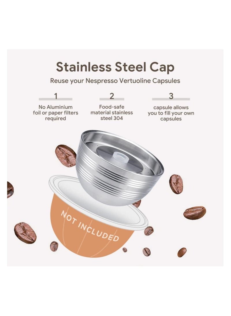 Refillable Vertuo Capsules, Reusable Coffee Pods, New Version Stainless Steel Cap Refillable Pods, Make 230 Ml Crema Coffee, 1 Capsule 1 Tamper, Only Fit for Vertuoline Next Coffee Machine - Image 4