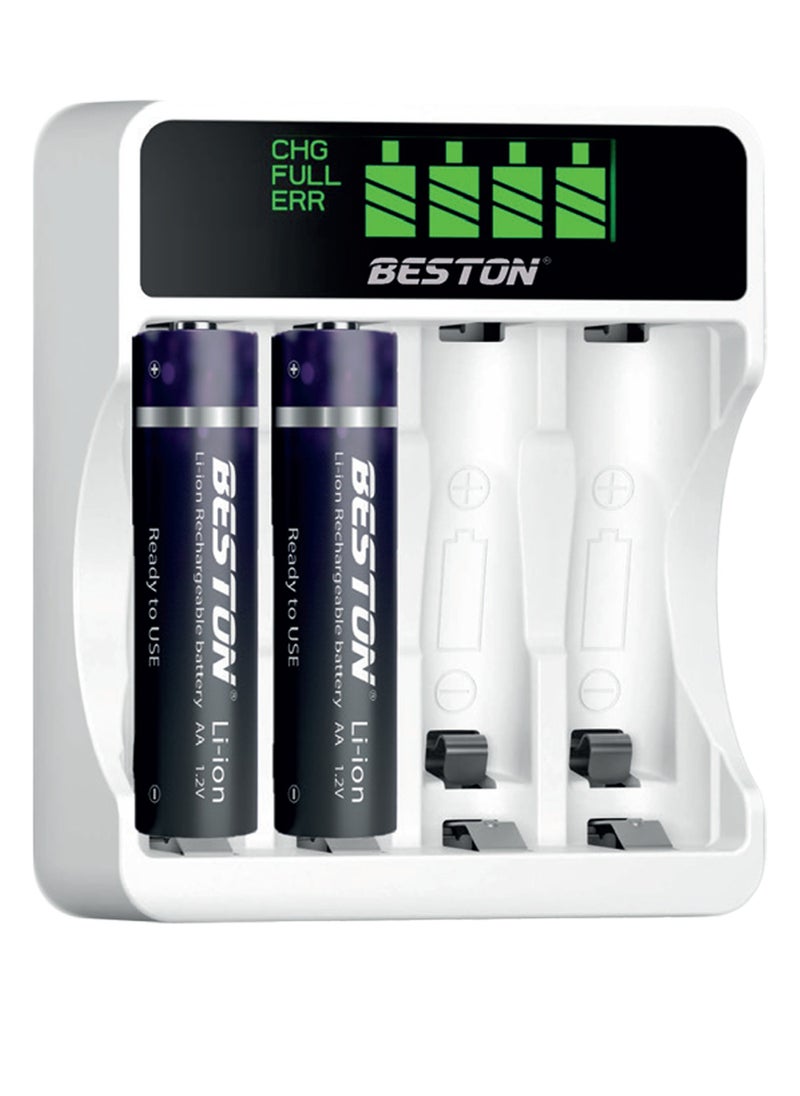 BESTON - BST-C9026L Fast Charger with LCD Display and 4 Pieces of 2500mAh Batteries - Image 1