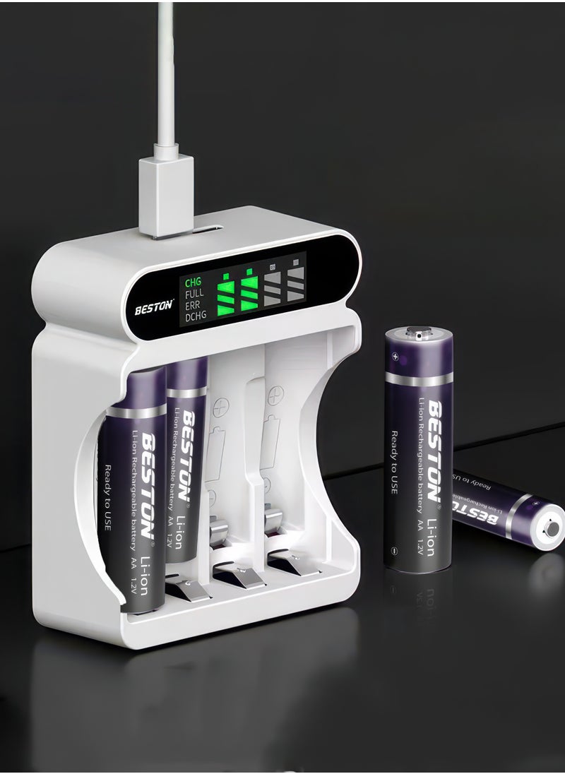 BESTON - BST-C9026L Fast Charger with LCD Display and 4 Pieces of 2500mAh Batteries - Image 1