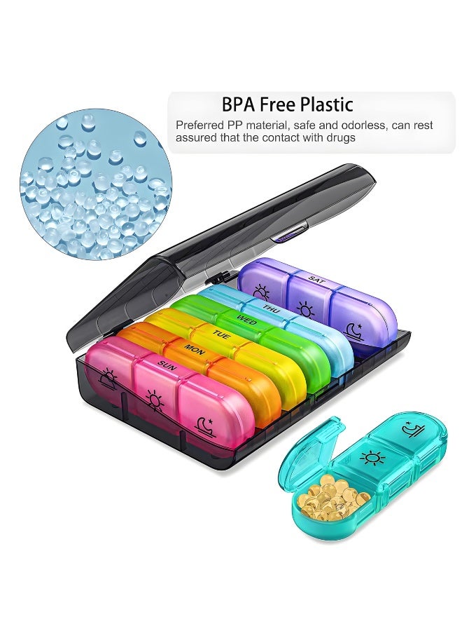 Dovva Weekly Pill Organizer 3 Times a Day, Portable Travel Pill Box 7 Day with Large Pill Containers, Daily Pill Box with 21 Compartments, Light-Proof Pill Container for Medications, Vitamins, Fish Oils - Image 2