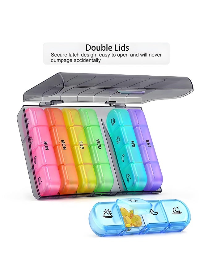 Dovva Weekly Pill Organizer 3 Times a Day, Portable Travel Pill Box 7 Day with Large Pill Containers, Daily Pill Box with 21 Compartments, Light-Proof Pill Container for Medications, Vitamins, Fish Oils - Image 3