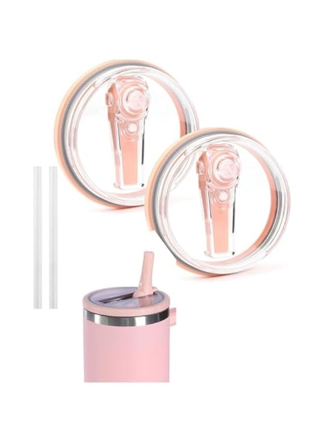 TRASSLE 2 Pack 40 oz Tumbler Flip Straw Lid Replacement,Splash Resistant Tumbler Lids,Reusable Tumbler Cover for Cup  - Image 1
