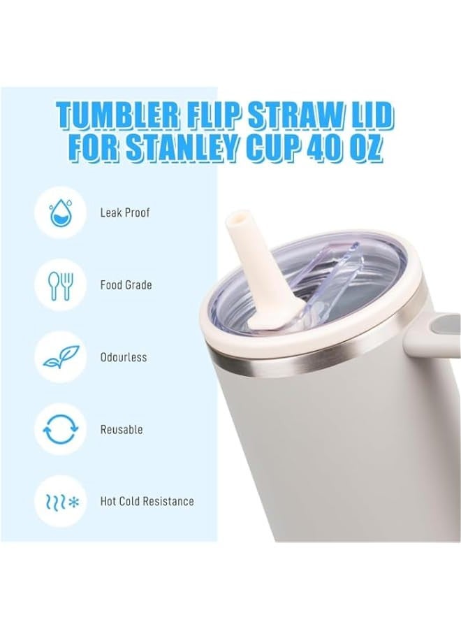 TRASSLE 2 Pack 40 oz Tumbler Flip Straw Lid Replacement,Splash Resistant Tumbler Lids,Reusable Tumbler Cover for Cup  - Image 5