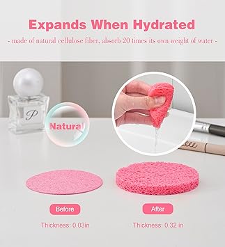 METUUTER METUUTER 50 PCS Compressed Facial Sponges for Estheticians 100 Natural Cellulose Face Sponge Professional Cosmetic Spa Sponges for Face Cleansing Massage Pore Exfoliating Mask Makeup Removal  - Image 5