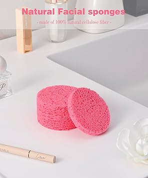 METUUTER METUUTER 50 PCS Compressed Facial Sponges for Estheticians 100 Natural Cellulose Face Sponge Professional Cosmetic Spa Sponges for Face Cleansing Massage Pore Exfoliating Mask Makeup Removal  - Image 3